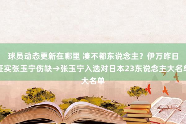 球员动态更新在哪里 凑不都东说念主？伊万昨日证实张玉宁伤缺→张玉宁入选对日本23东说念主大名单