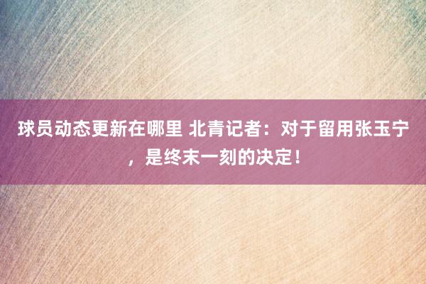 球员动态更新在哪里 北青记者：对于留用张玉宁，是终末一刻的决定！