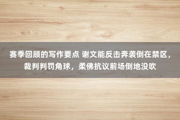 赛季回顾的写作要点 谢文能反击奔袭倒在禁区，裁判判罚角球，柔佛抗议前场倒地没吹