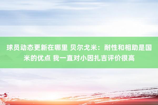 球员动态更新在哪里 贝尔戈米：耐性和相助是国米的优点 我一直对小因扎吉评价很高