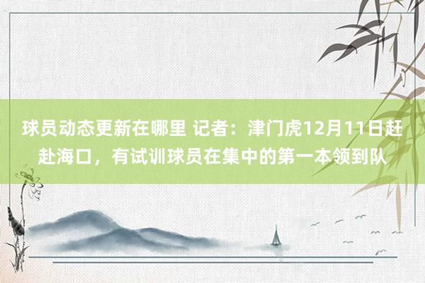 球员动态更新在哪里 记者：津门虎12月11日赶赴海口，有试训球员在集中的第一本领到队