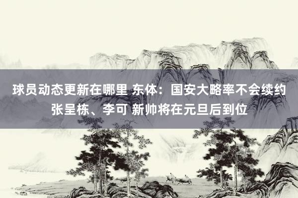 球员动态更新在哪里 东体：国安大略率不会续约张呈栋、李可 新帅将在元旦后到位