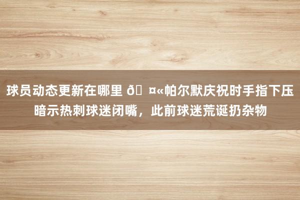 球员动态更新在哪里 🤫帕尔默庆祝时手指下压暗示热刺球迷闭嘴，此前球迷荒诞扔杂物