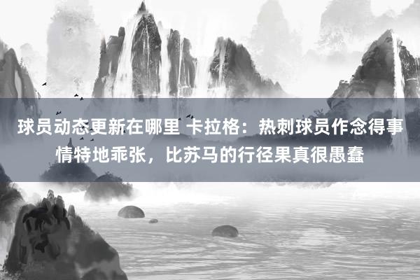 球员动态更新在哪里 卡拉格：热刺球员作念得事情特地乖张，比苏马的行径果真很愚蠢