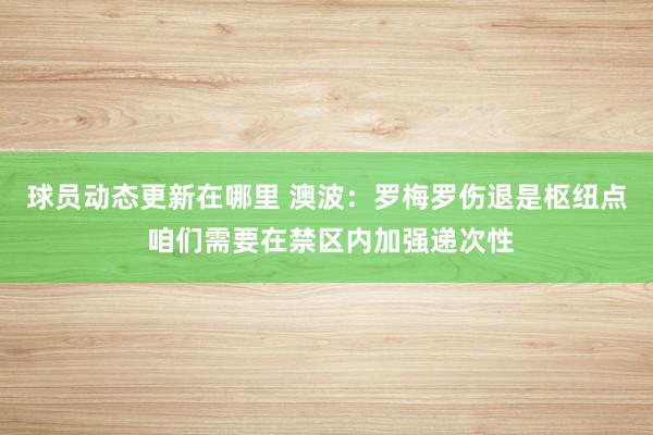 球员动态更新在哪里 澳波：罗梅罗伤退是枢纽点 咱们需要在禁区内加强递次性