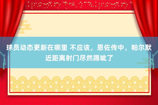 球员动态更新在哪里 不应该，恩佐传中，帕尔默近距离射门尽然踢呲了