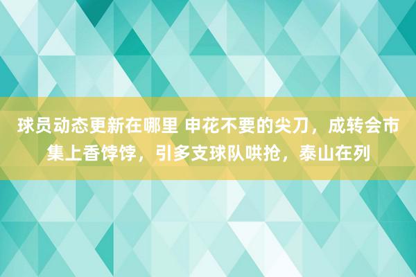 球员动态更新在哪里 申花不要的尖刀，成转会市集上香饽饽，引多支球队哄抢，泰山在列