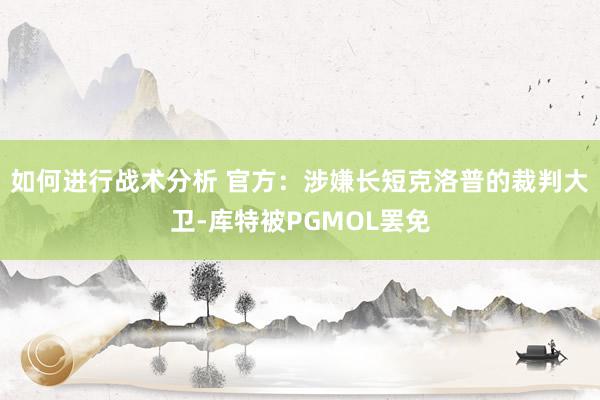 如何进行战术分析 官方：涉嫌长短克洛普的裁判大卫-库特被PGMOL罢免